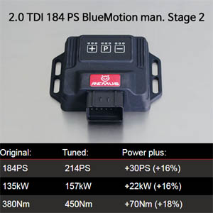 칩튠 맵핑 보조ECU 폭스바겐 레무스 코리아 파워라이져 Scirocco (1K8) (2008-) 2.0 TDI 184 PS BlueMotion man. Stage 2 SKU D919685